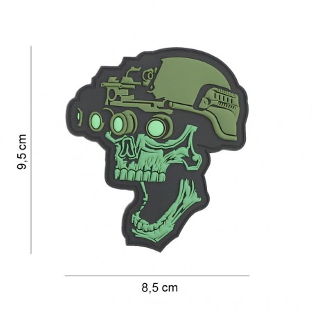 PATCH 3D PVC MILITARY SKULL NVG 9.5x8.5 VERDE