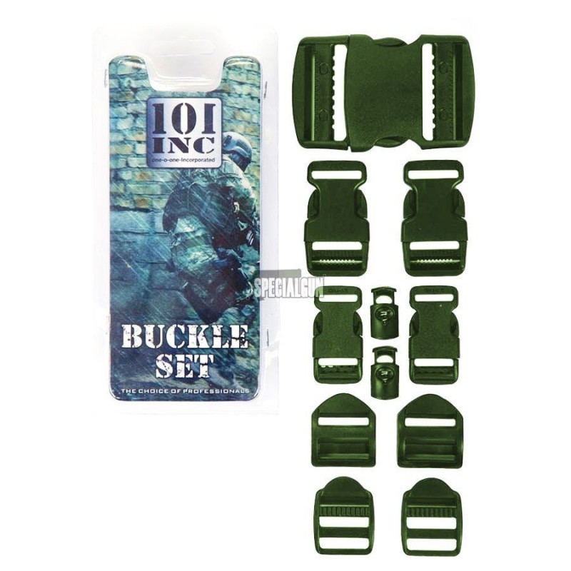 SET FIBBIE IN PLASTICA PER BUFFETTERIA TACTICAL VEST ZAINI 101INC VERDE