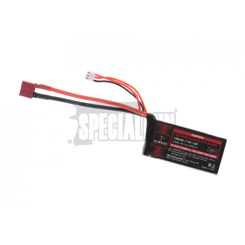 BATERIA LIPO GRAFENO 7.4 1300 mAH 65C NIMROD