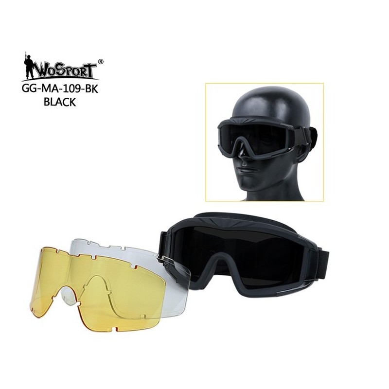 MASCHERA DESERT STORM SET LENTI WOSPORT NERO