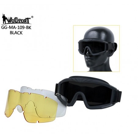 MASCHERA DESERT STORM SET LENTI WOSPORT NERO